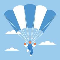 un hombre es volador con un paracaídas vector