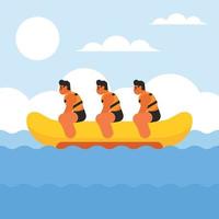 Three Male Persons On The Banana Ride vector