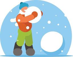 Kid Playing With Snowballs vector