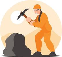 Vector Image Of A Miner Using A Pick