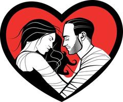 vector imagen de un hombre y mujer dentro rojo corazón