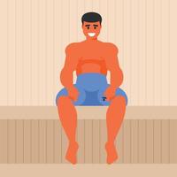 vector imagen de un hombre en el sauna