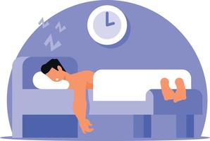 A Man Is Sleeping In His Bed vector