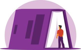 A Man Is Standing In Front Of A Purple Book vector