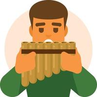 Vector Image Of A Man Playing A Panpipe