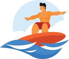 hombre es surf en el olas vector