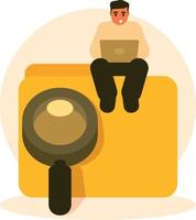 Computer Programmer Sitting On The Folder Icon vector