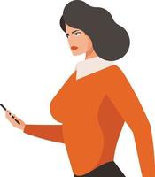 Vector Image Of A Woman Using Mobile Phone