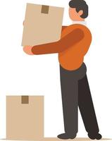 Vector Image Of A Man Moving Cardboard Boxes