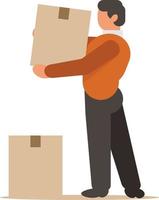 Vector Image Of A Man Moving Cardboard Boxes