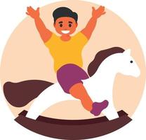 vector imagen de un contento niño en un balanceo caballo