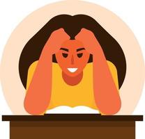 A Tired Student Is Reading A Book In A Library vector