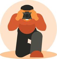 Man Taking A Picture With A Photo Camera vector