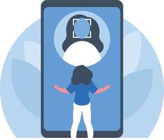 Face Recognition Software On Smartphone vector