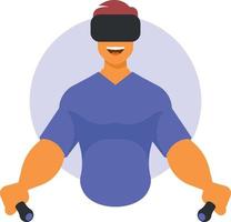 Man Is Playing A Virtual Reality Computer Game vector