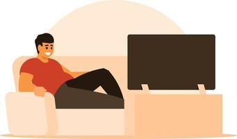 Vector Image Of A Man Watching Tv