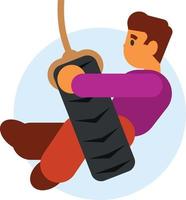 Boy On A Swing, Cartoon Vector Image