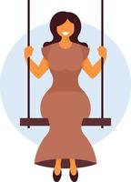 Girl In Long Dress Sitting On A Swing vector