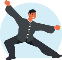 Man Practicing Chinese Martial Arts vector