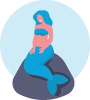 Vector Image Of A Blue Mermaid Sitting On The Rock