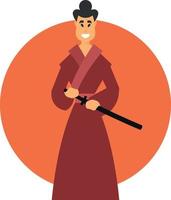 Japanese Warrior With A Sword vector