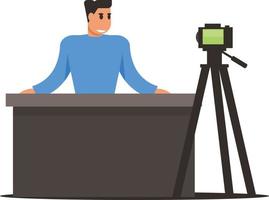 Person making a video, Vector image of a blogger shooting a video