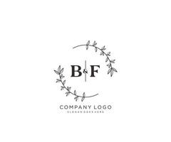 initial BF letters Beautiful floral feminine editable premade monoline logo suitable for spa salon skin hair beauty boutique and cosmetic company. vector