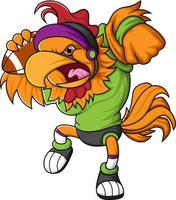 the rooster mascot of American football complete with player clothe vector