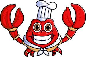 cute crab mascot character profession as a professional chef vector