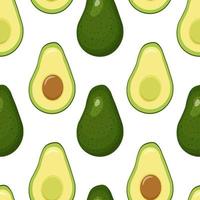 Seamless pattern with halves and a whole avocado. Avocado pattern. vector