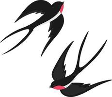 A pair of swallows in flight. Swallow in the air. Spring illustration in flat style vector