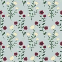 Seamless floral pattern of flowers and leaves. Spring floral pattern in the style of doodles vector