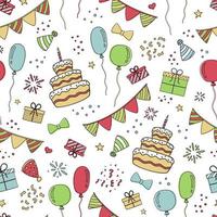 Seamless pattern of birthday elements. Doodle style vector image