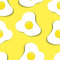 Seamless pattern with fried eggs on a yellow background. Bright pattern with fried egg vector