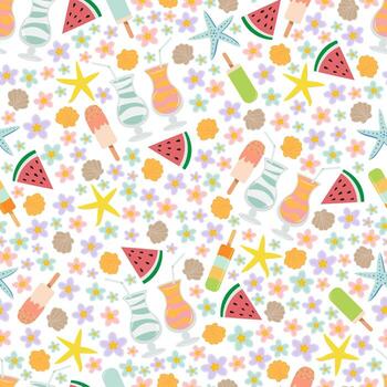 Seamless pattern with summer elements vector