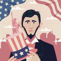 Abraham Lincoln before the Liberty Statue vector