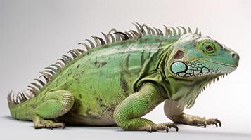 verde iguana estudio retrato. aislado en blanco antecedentes. ai generativo foto