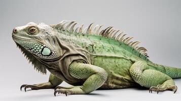 verde iguana estudio retrato. aislado en blanco antecedentes. ai generativo foto