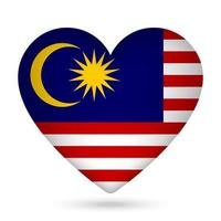 Malaysia flag in heart shape. Vector illustration.