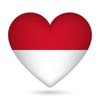 Monaco flag in heart shape. Vector illustration.