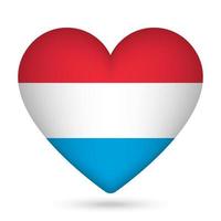 Luxembourg flag in heart shape. Vector illustration.