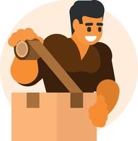 Vector Image Of A Man Packing A Parcel