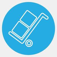 Icon use the trolley. Packaging symbol elements. Icons in blue round style. Good for prints, posters, logo, product packaging, sign, expedition, etc. vector