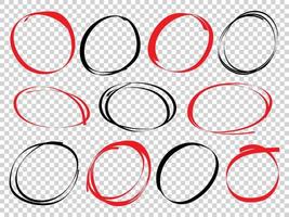 Hand drawn scribble line circles and arrows.  doodle round circles for message note mark design element. vector illustration