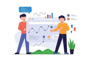 Business team work is analyzing data, modern flat illustration vector