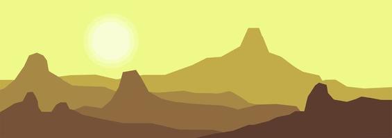 realistic mountain flat landscape vector illustration. Natural wallpapers are a minimalist, polygonal concept. Sunrise, misty terrain with slopes, mountains near the forest