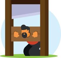 Man Locked In Guillotine Machine vector