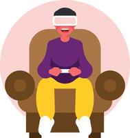A Boy Is Playing Computer Games With A Vr Device vector