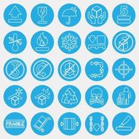 Icon set of packaging sign. Packaging symbol elements. Icons in blue round style. Good for prints, posters, logo, product packaging, sign, expedition, etc. vector