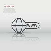 Vector go to web icon in flat style. Globe world sign illustration pictogram. WWW url business concept.